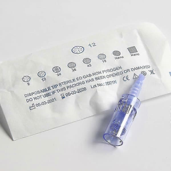 50-pack med 12-nåls microneedling skönhetspennor, A6 elektriska microneedlingnålar, broderinålar