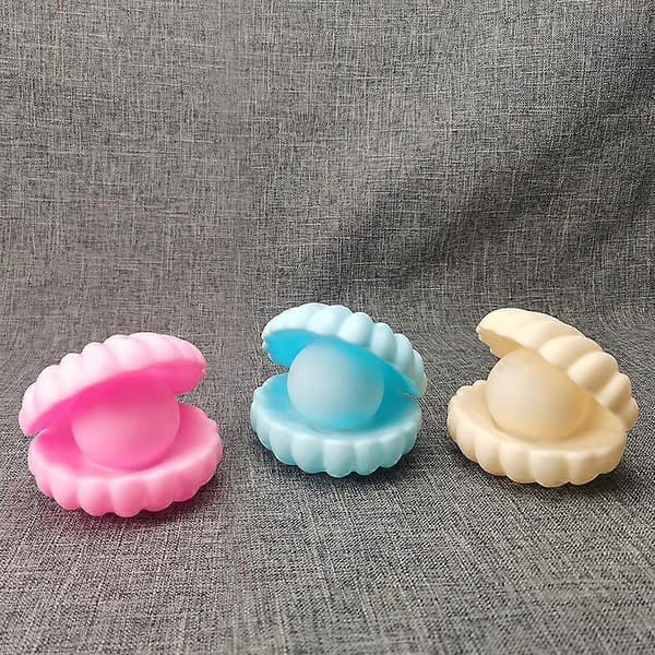 Seashell-formet Børne Natlampe PVC Sengelampe Natlampe (blå, 9*10*8cm)