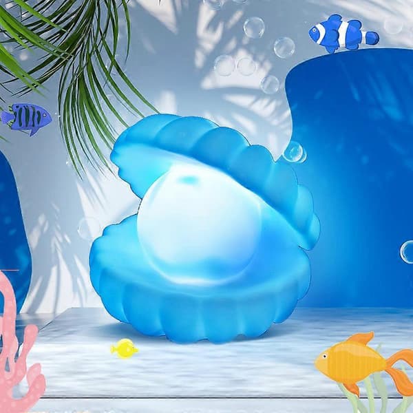 Seashell-formet Børne Natlampe PVC Sengelampe Natlampe (blå, 9*10*8cm)