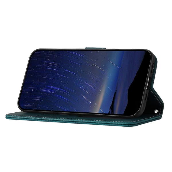 Læder Wallet Case til iPhone 17 Pro Max med tryk og håndledsrem