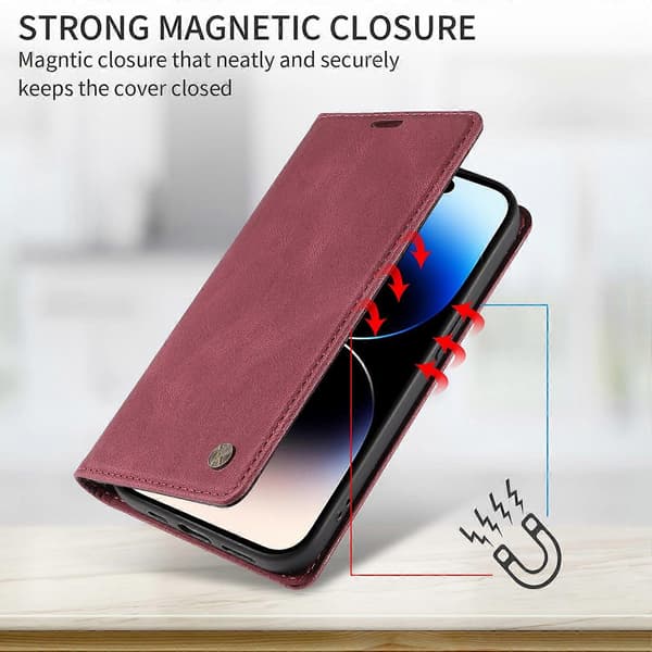 Läderfodral till iPhone 17 YIKATU YK-004 Plånboksfodral med Skinnkänsla