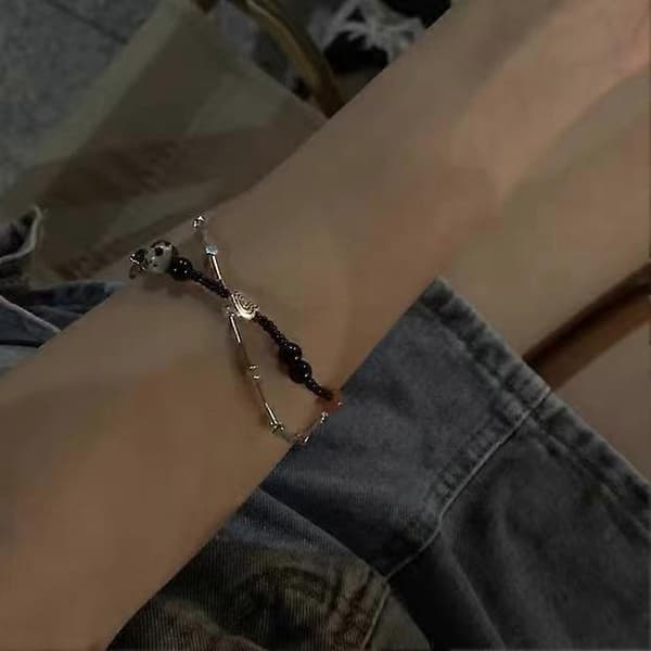 Klassisk Håndlaget Dobbel-Wrap Armbånd Svart