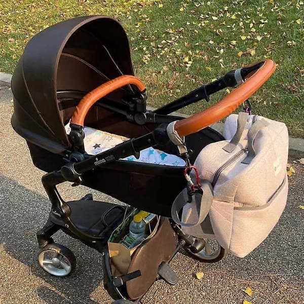 Baby Stroller PU Leather Handle Covers For Mima Xari Pram Bar Sleeve Case Protective Armrest Cover Stroller Accessories (mamma 1 stk grå)
