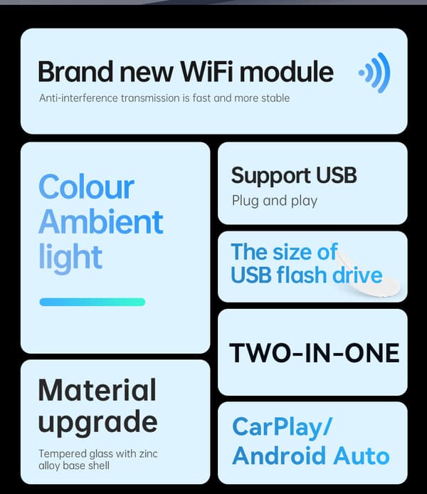 Kablet til trådløs Carplay-boks - to i én bilspilling