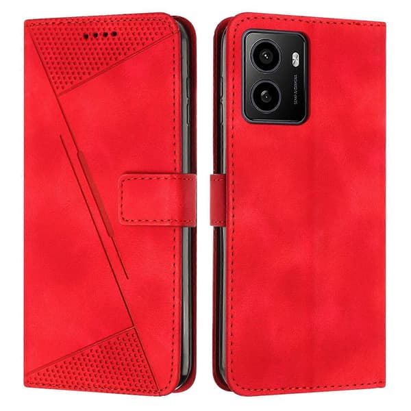 Fantasy Trekant Læder Telefon Cover med Lang Snøre til HMD Pulse Pro (Rød)