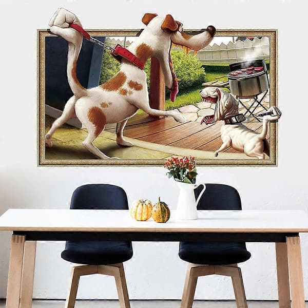 3D Effekt Hund Veggklistremerke Dekal Dekorativ Klebefilm, Veggdekorasjon