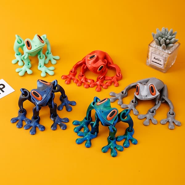 Artikulerad groda kylskåpsmagnet - 3D-printad ställbar dekor för kylskåp och metallytor (a-7)