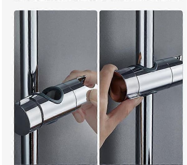 Udskiftelig håndbruserholder, brusehovedholder, justerbar diameter, ABS krom (grå) 18-25 mm