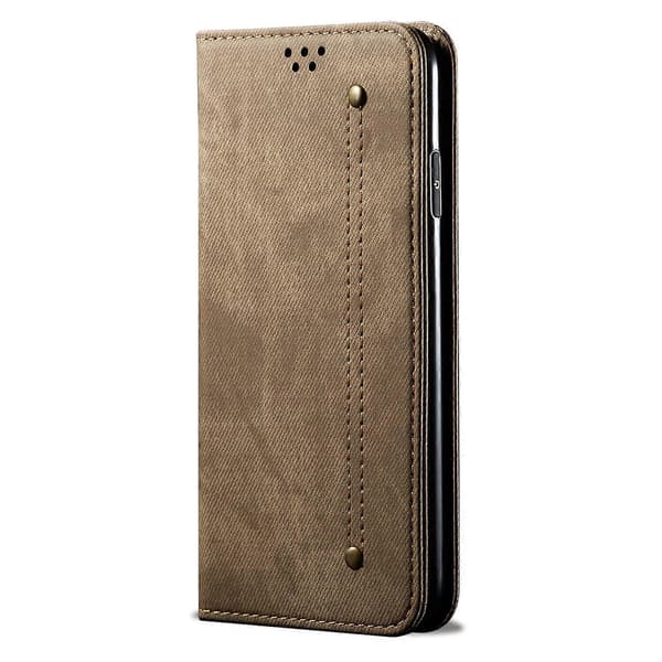 Honor X5b Plus/X5b Mobilskal Denim Textur Anti-Rep Läder Ställ Telefonskydd - Khaki (Khaki)