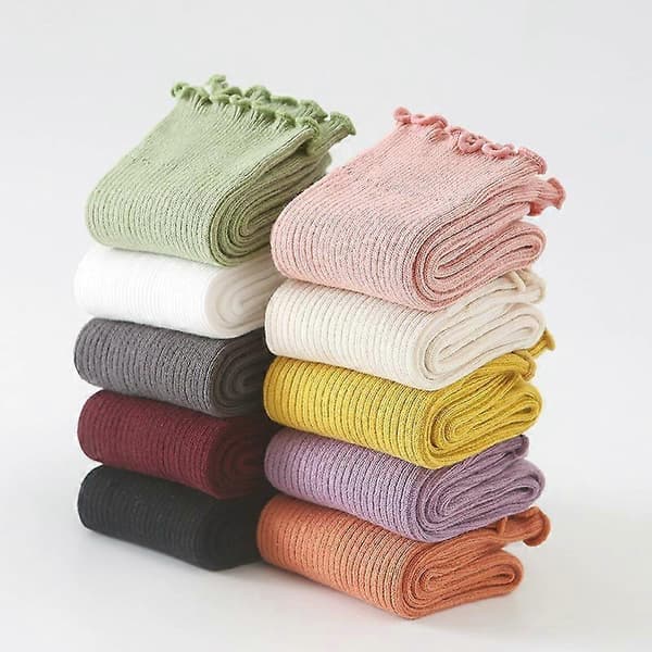 Bomullsokker til midt på leggen med volanger for hverdagsbruk (Blå)