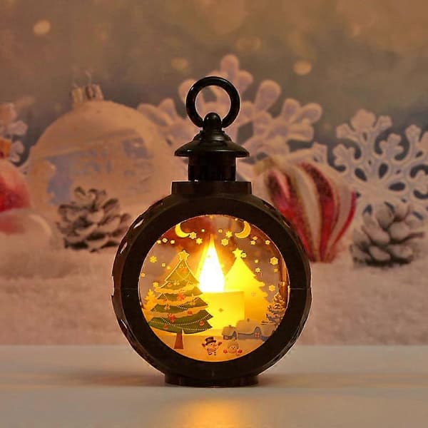Juledekorasjonsutstyr LED Liten Rund Lampe Bærbar Lykt Gave Vindusdekorasjon (Stil A)