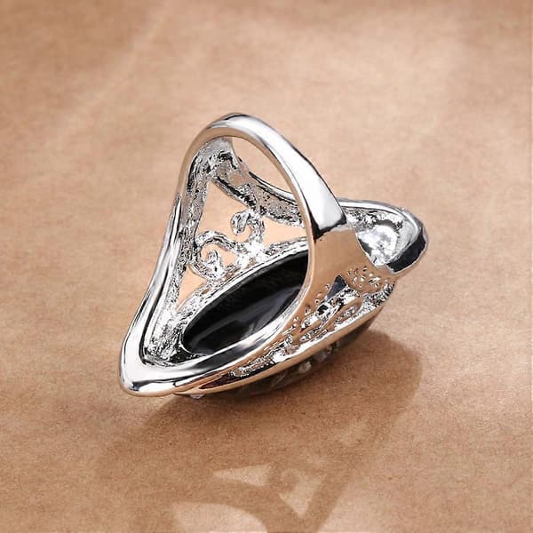 Lyxig Skalring Dam Charm Konstgjord Korallaccessoar Silver Oval Retro Stor Ring