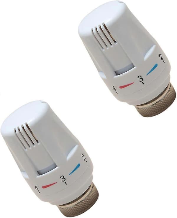 Termostatisk hode Sett med 2 radiatorventiler termostatisk varmehode for M30 x 1,5 gjenger, varmeregulator, termostatisk hode (Hvit)