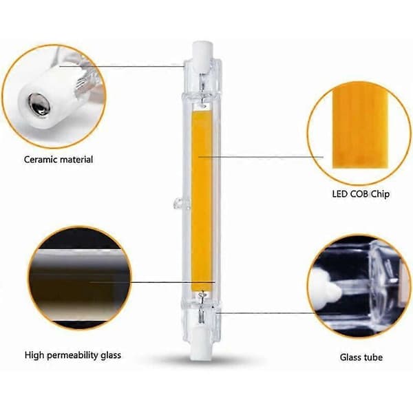 R7S LED - Lampe 20W - 2 stk - Kald hvit - 118MM - 360 - Dimbar