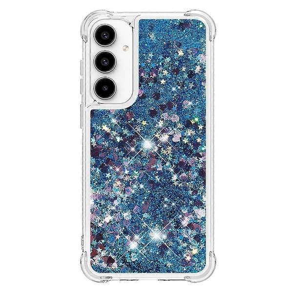 TPU-telefoncover med glitter og flydende sand til Samsung Galaxy A56 5G, stødabsorberende bagside (blåt hjerte)