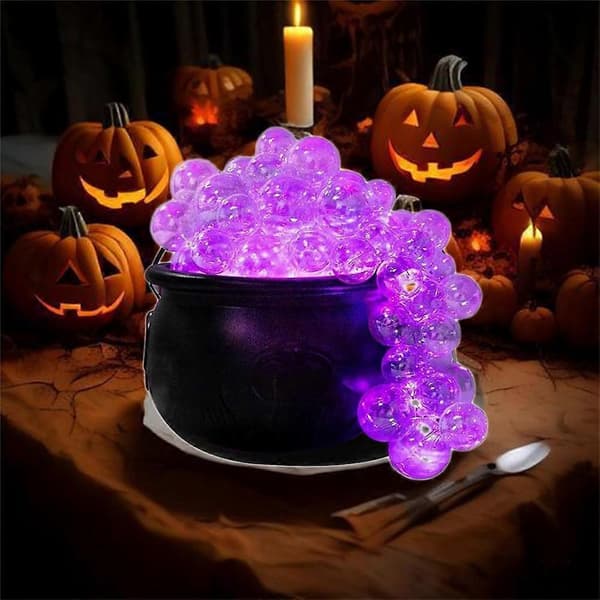 Størrelse S Heksekjele 8 Moduser Belysning Realistisk Boblende Gryte Halloween Dekor med Fjernkontroll