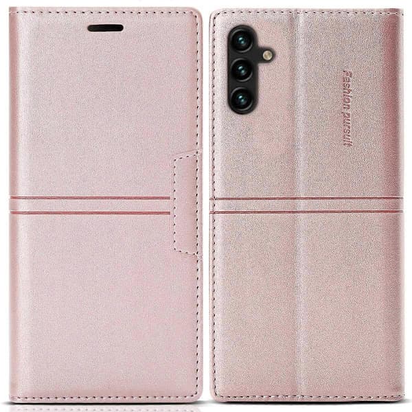 Plånboksfodral för Samsung Galaxy S24 FE Magnetisk Stängning Läder Telefonskydd - Roséguld (Roséguld)