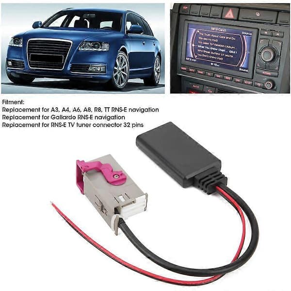 Bil Bluetooth Modul AUX-IN Kabel Trådløs Lydadapter Erstatning for A3 A4 A6 A8 TT R8 RNS-E 32Pin