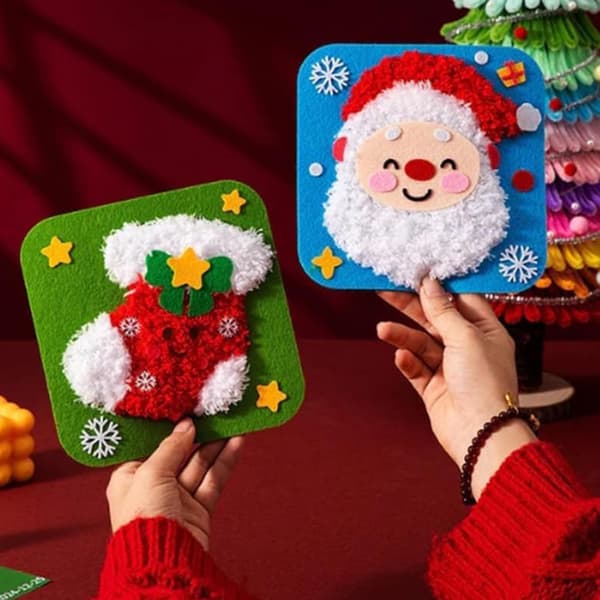 Juletræs håndværkssæt, filtsyning, DIY kreativt sæt, julegave (4 stk) A