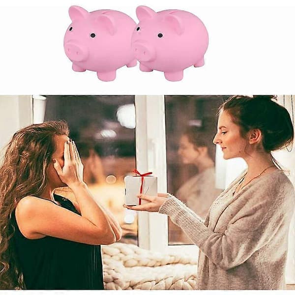 Søt uknuselig sparegris i plast for jenter og gutter, myntboks til bursdag, påske, babyshower. (rosa)