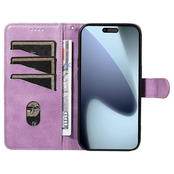 Plånboksfodral T-Line Läder Telefonskyddsfodral för iPhone 17 Pro (Ljuslila, Ljuslila)