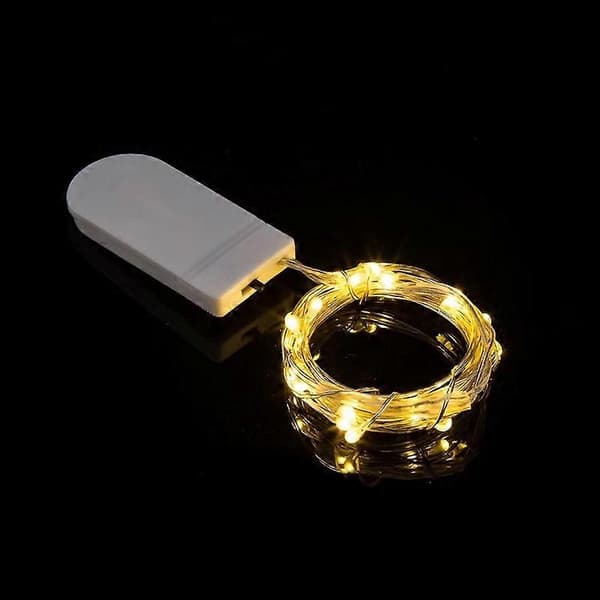 Lyslenke Batteridrevet 2m Lys Kobbertråd 20 Mini LED, Varm Hvit