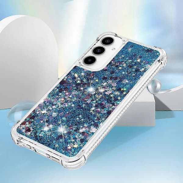 For Samsung Galaxy A56 5G TPU Telefondeksel Glitter Sandstrøm Støtsikkert Telefon Bakdeksel (Blått Hjerteform)