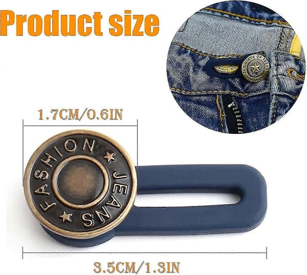 8 stk Bukseknappforlenger Elastisk Jeansknapp, elastisk gummiknappforlengelse for jeans, bukser, skjørt eller mansjetter