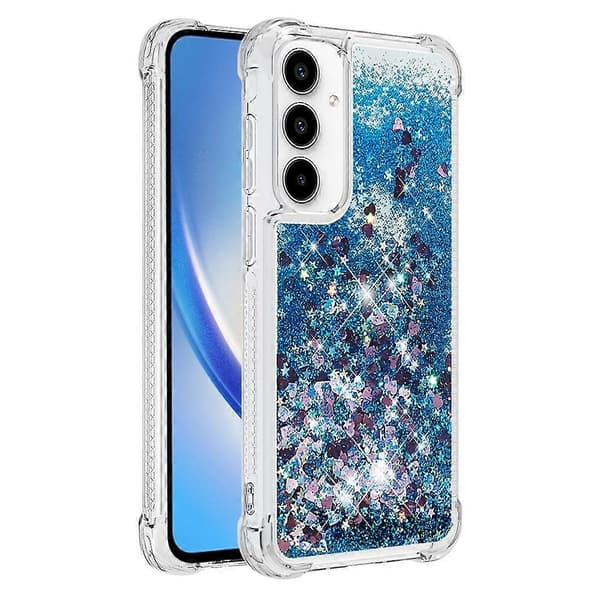 For Samsung Galaxy A56 5G TPU Telefondeksel Glitter Sandstrøm Støtsikkert Telefon Bakdeksel (Blått Hjerteform)