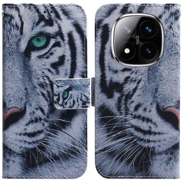 Plånboksfodral för Xiaomi Redmi Note 14 Pro 5G/Poco X7 5G, tryckt läderfodral - Tiger (Tiger)