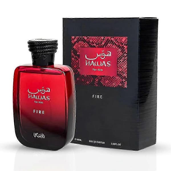 2025 RASASI Hawas Fire Eau De Parfum för män 100ML (3.4 Oz) - Djärv arabisk parfym med eldig essens - Långvarig lyxig doft