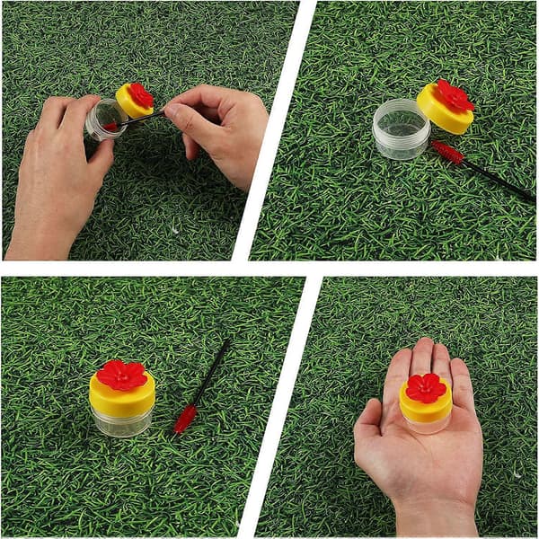 Håndfodring af kolibrier, 4 stk. Kolibri Håndfoder Mini Blomst Kolibri Foder med 4 stk. Rengøringsbørster