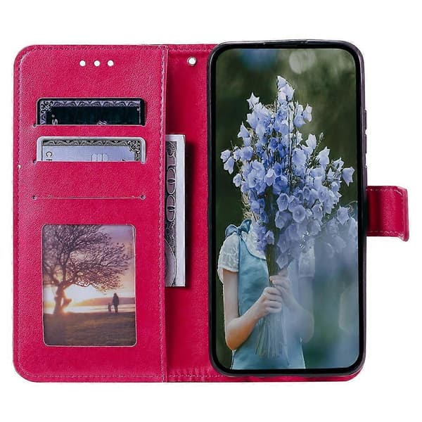 För Samsung Galaxy A56 5G Mobilskal Tryckt Totem PU Läder Plånbok Hållare Mobilskal (Rosa, Ros)