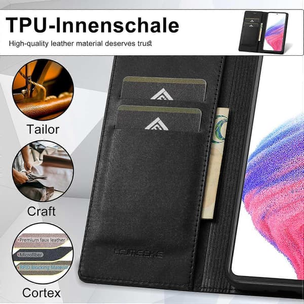 LC.IMEEKE för Samsung Galaxy S24 Mobiltelefonfodral Magnetiskt RFID-skydd Plånboksfodral - Svart (Svart)