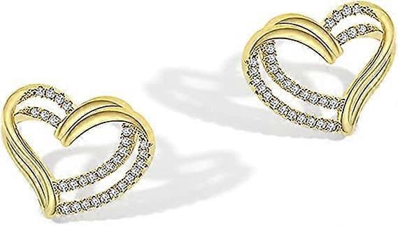 Hjerte Ørestikker til Kvinder - Kærligheds Hjerte Øreringe i Guld til Piger - Cubic Zirconia Hjerte Ørestikker