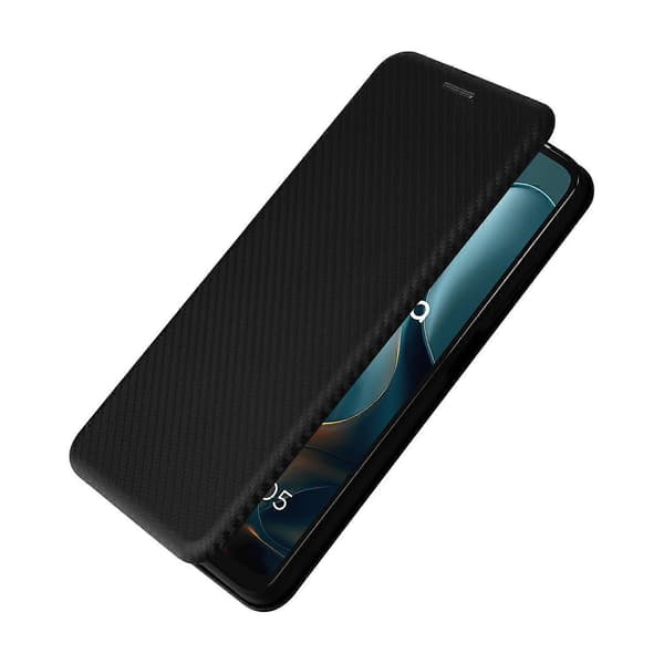 Kolfibertextur Flip Läder Telefonfodral (Svart, för Motorola Moto G05 / E15)