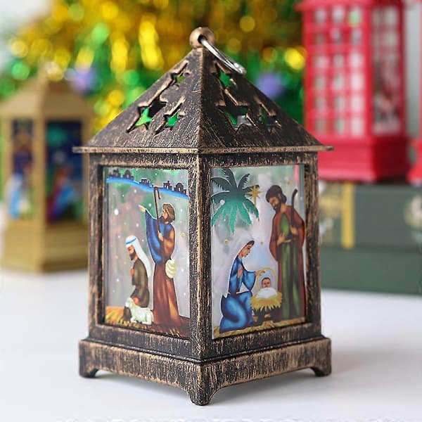 Jul LED Lyktljus Julgran Jultomte Bordslampa Ornament Dekor, Brons