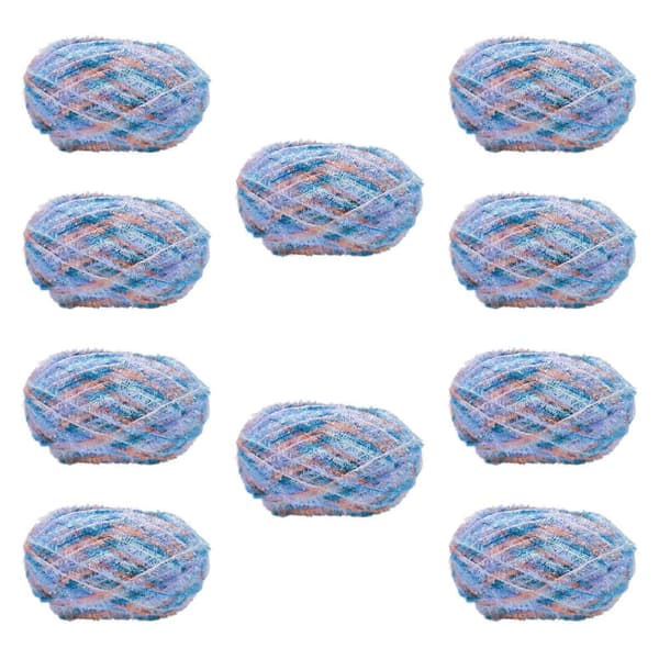 Skrubbgarn för disktrasor, blandade färger, 10 härvor, tillbehör, polyester, DIY (Blå)