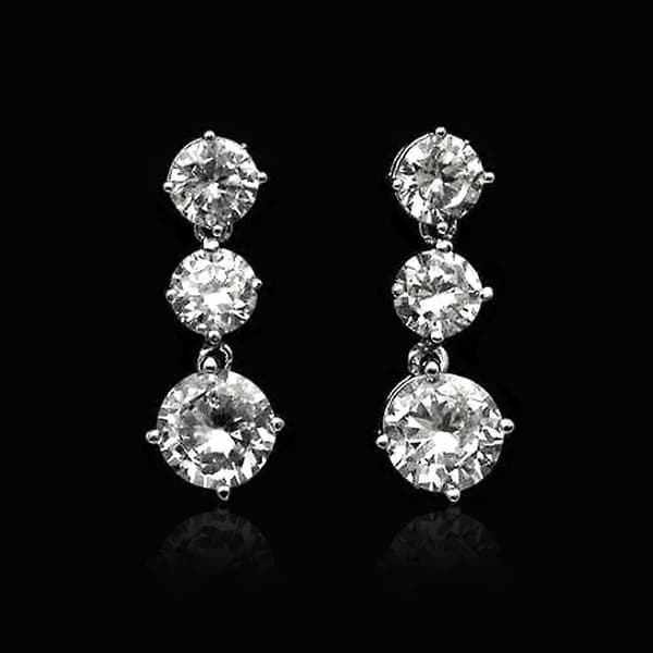 Mote Kvinner 925 Sølvfylte Dråpe Øredobber Cubic Zircon Bryllupssmykker Gave, 1 par
