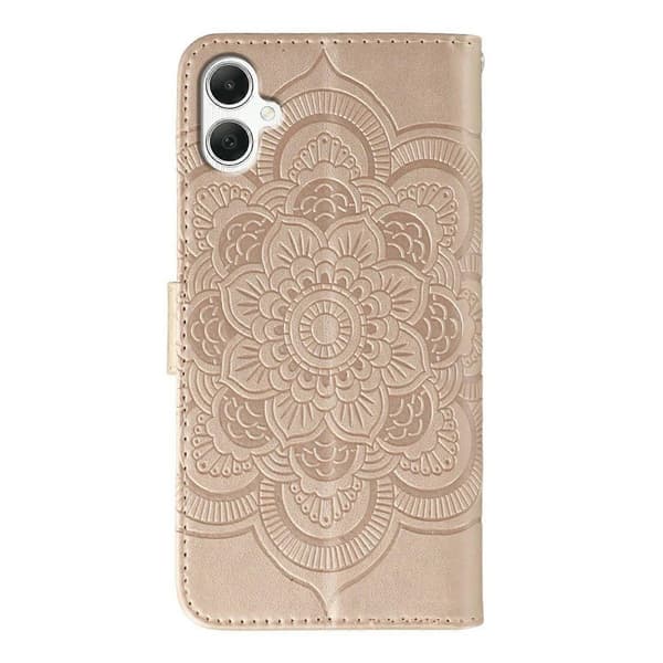 För Samsung Galaxy A05 4G Mobilskal PU Läder Mandala Tryck Design Plånbok Mobilskyddsfodral med Handledsrem
