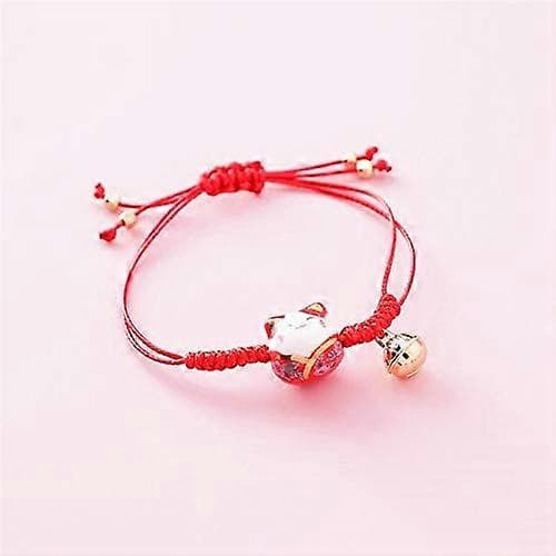 Feng Shui Lyckobringande Röd Keramik Katt Armband Maneki Neko Förmögenhet Rikedom Armband för Förmögenhet Rika Pengar Symbol