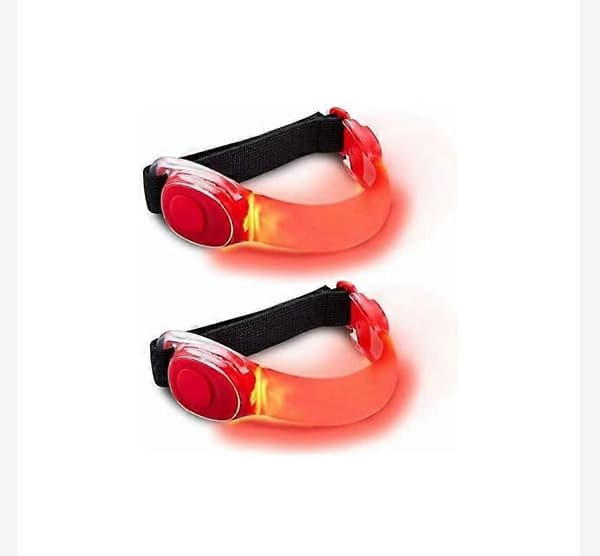 2 stk. LED-armbånd reflekterende, lett og godt synlig, justerbar for utendørs jogging, rød