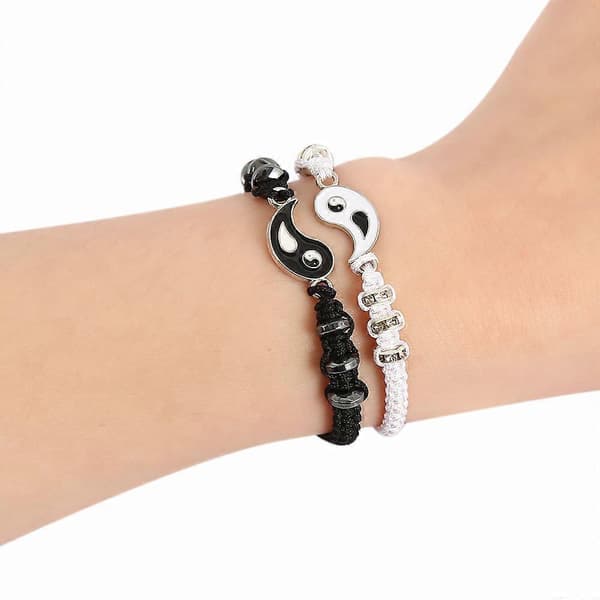 2 stk. Yin Yang Par Armbånd Justerbart Reb Armbånd Til Bedste Ven Kæreste