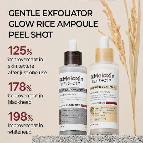 PEEL SHOT GLOW EXFOLIANT RICE AMPOULE (VITT RIS/SVART RIS)（Svart）