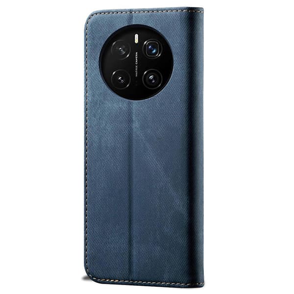 Honor Magic7 Pro 5G Mobilskal Denim Textur Reptåligt Läder Ställ Telefonskydd - Blå (Blå)