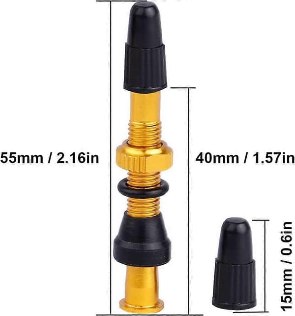 2 Stycken Presta Slanglösa Cykelventiler, Högkvalitativ Mässing Slanglös Presta Ventilstam (40mm)