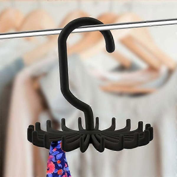 Slips Holder, 360 Drejelig Slips Holder med 20 Kroge Rem til Mænd Justerbar Slips Organizer (Sort Slips Klips (11 x 11 x 12CM))