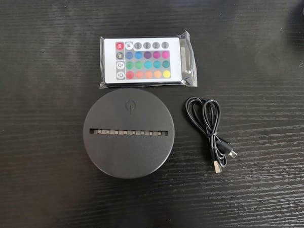3D LED-lys, erstatning eller DIY-lampebase, fjernkontroll inkludert, 4*9,5 cm USB-kabel