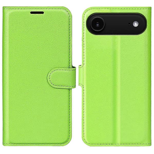 För iPhone 17 Air Skal Litchi Textur Stötsäkert Läder Plånboksfodral (Grön, Grön)