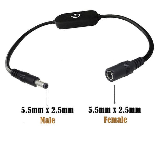 JUNSUNMAY 30cm DC 5.5x2.5mm Hann til Hunn LED Berøringsdimmer Bryter Inline Kontroller for Enkelfarge